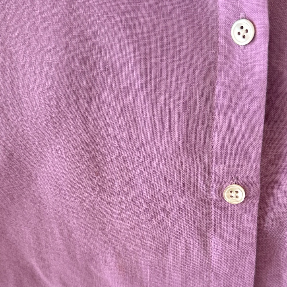 J. Jill Love Linen Lightweight Lavender Button-Down Long Sleeves Shirt - Picture 3 of 5